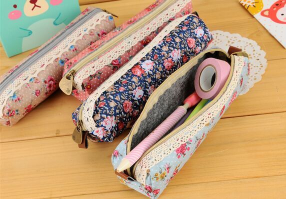Wind Cartoon Student pen bag Foreign trade canvas vintage broken flower pencil bag elegant stationery bag box Wind Cartoon Student pen bag Foreign trade canvas vintage broken flower pencil bag elegant stationery bag box