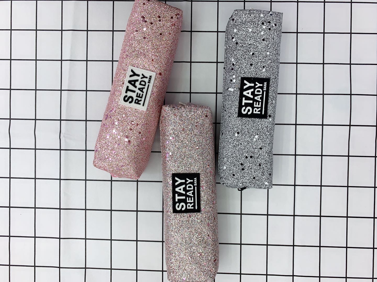 Gold powder glitter pen bag elementary school students cute Korean creative large capacity pencil bag female simple 