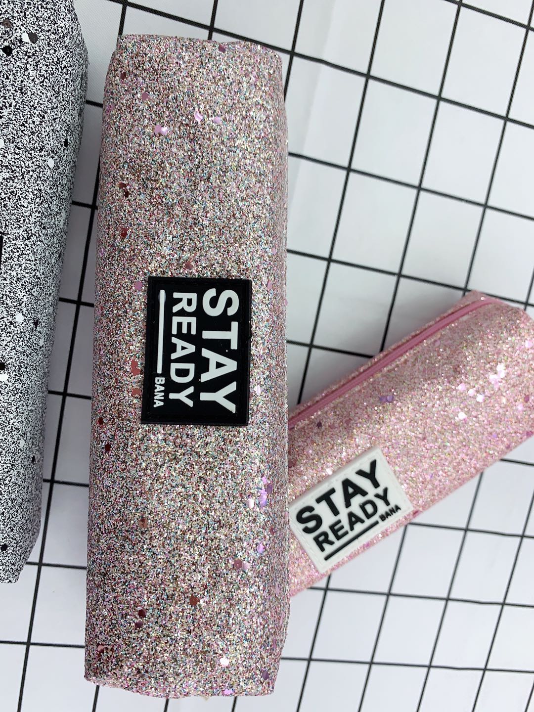 Gold powder glitter pen bag elementary school students cute Korean creative large capacity pencil bag female simple 