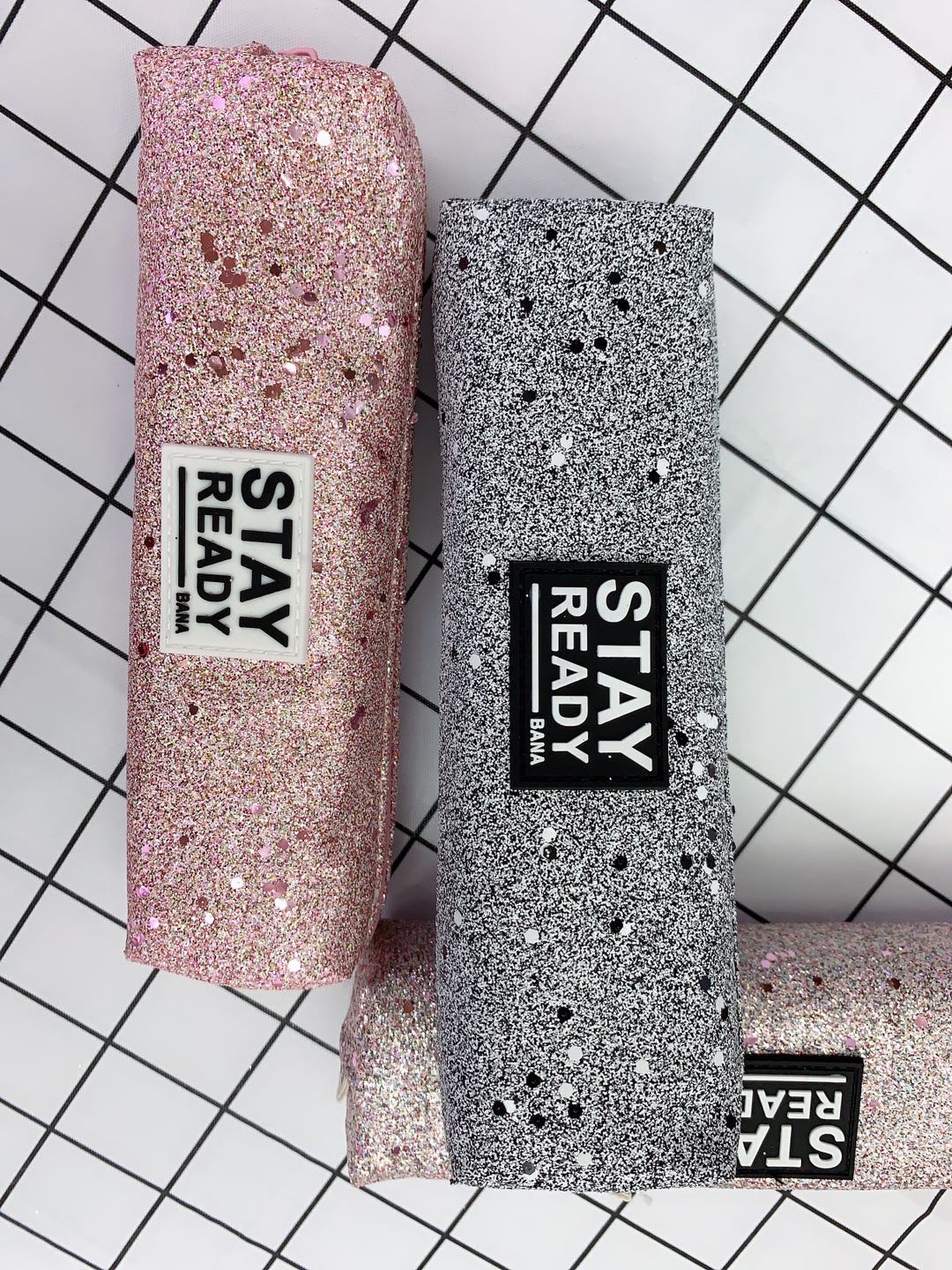 Gold powder glitter pen bag elementary school students cute Korean creative large capacity pencil bag female simple 