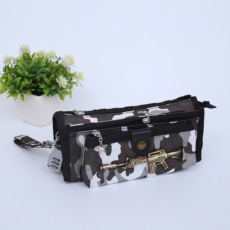 New camouflage through fire line gun model M4A1 boy pen bag pencil bag stationery bag