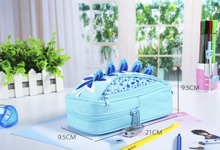 New stegosaurus pen bag with a combination lock on the large capacity simulation car students stationery bag New stegosaurus pen bag with a combination lock on the large capacity simulation car students stationery bag