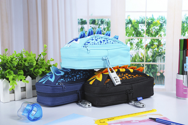 New stegosaurus pen bag with a combination lock on the large capacity simulation car students stationery bag New stegosaurus pen bag with a combination lock on the large capacity simulation car students stationery bag