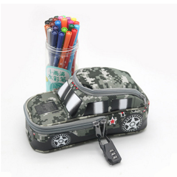 New camouflage suv pen bag with password lock large capacity simulation vehicle students stationery bag