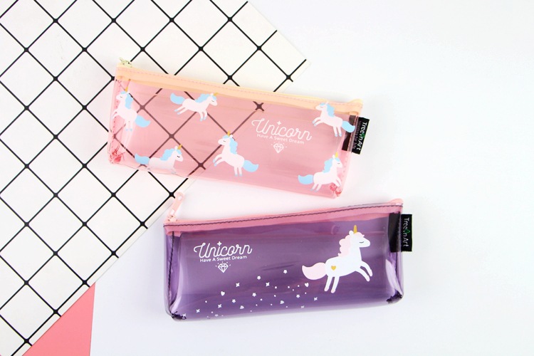 Unicorn clear pen bag ins hot style inverted trapezoid pen bag stationery bag Unicorn pen bag pvc pencil case Unicorn clear pen bag ins hot style inverted trapezoid pen bag stationery bag Unicorn pen bag pvc pencil case