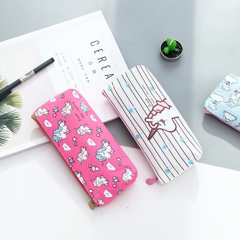 Unicorn pen bag student pencil case storage bag small fresh pencil female 