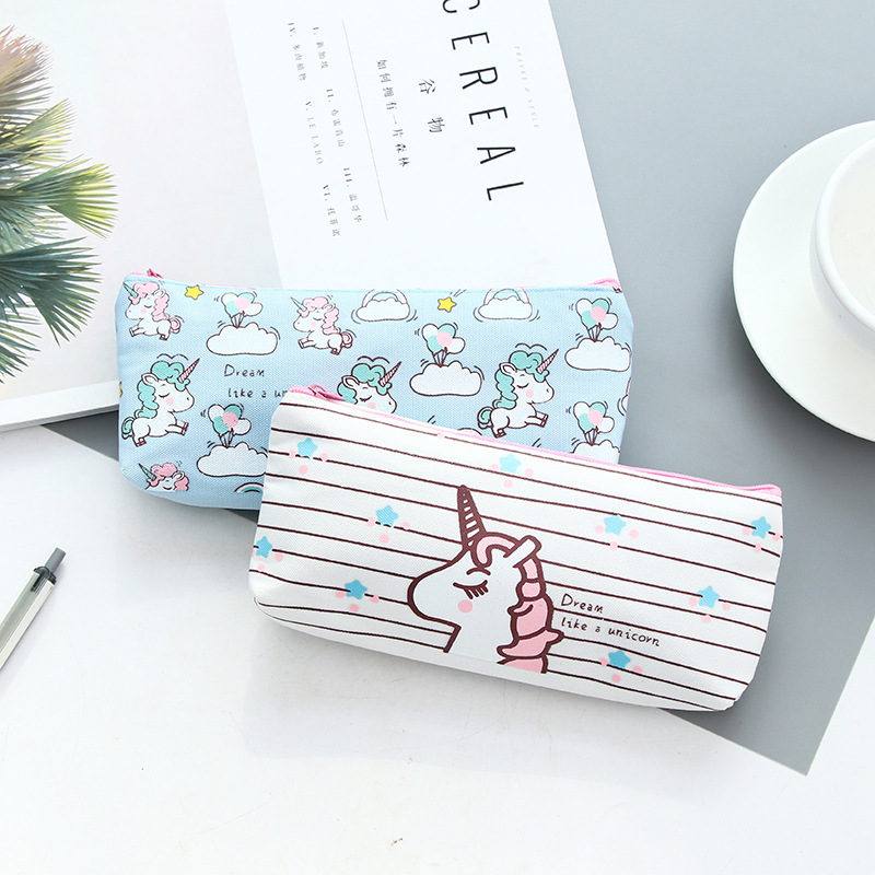 Unicorn pen bag student pencil case storage bag small fresh pencil female 