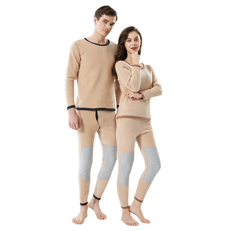 Winter Thick Lambskin Thermal Underwear Set 2021 New Silk Kneecap Long Johns for Men and Women Thermal Clothes