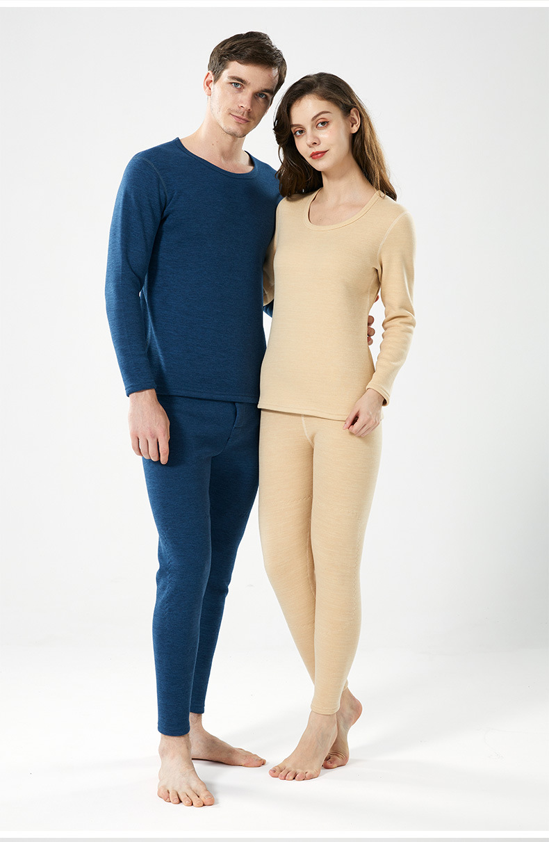 Winter Thick Lambskin Thermal Underwear Set 2021 New Silk Kneecap Long Johns for Men and Women Thermal Clothes