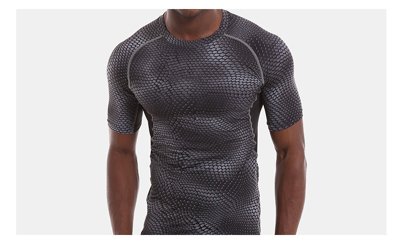 New crossborder quickdry short sleeve outdoor snakeskin jacket Tshirt Training men's yoga exercise fitness clothing New crossborder quickdry short sleeve outdoor snakeskin jacket Tshirt Training men's yoga exercise fitness clothing