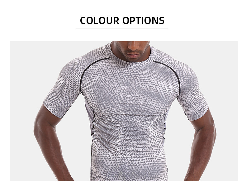 New crossborder quickdry short sleeve outdoor snakeskin jacket Tshirt Training men's yoga exercise fitness clothing New crossborder quickdry short sleeve outdoor snakeskin jacket Tshirt Training men's yoga exercise fitness clothing