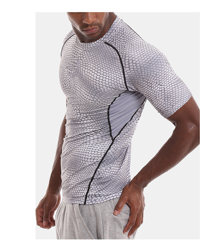 New crossborder quickdry short sleeve outdoor snakeskin jacket Tshirt Training men's yoga exercise fitness clothing New crossborder quickdry short sleeve outdoor snakeskin jacket Tshirt Training men's yoga exercise fitness clothing