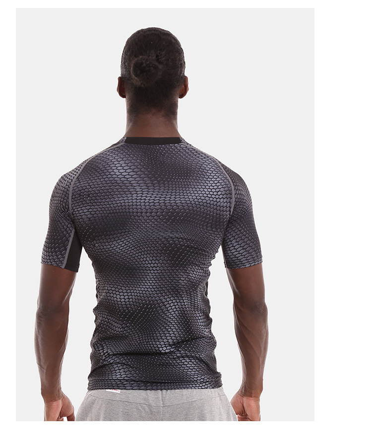 New crossborder quickdry short sleeve outdoor snakeskin jacket Tshirt Training men's yoga exercise fitness clothing New crossborder quickdry short sleeve outdoor snakeskin jacket Tshirt Training men's yoga exercise fitness clothing