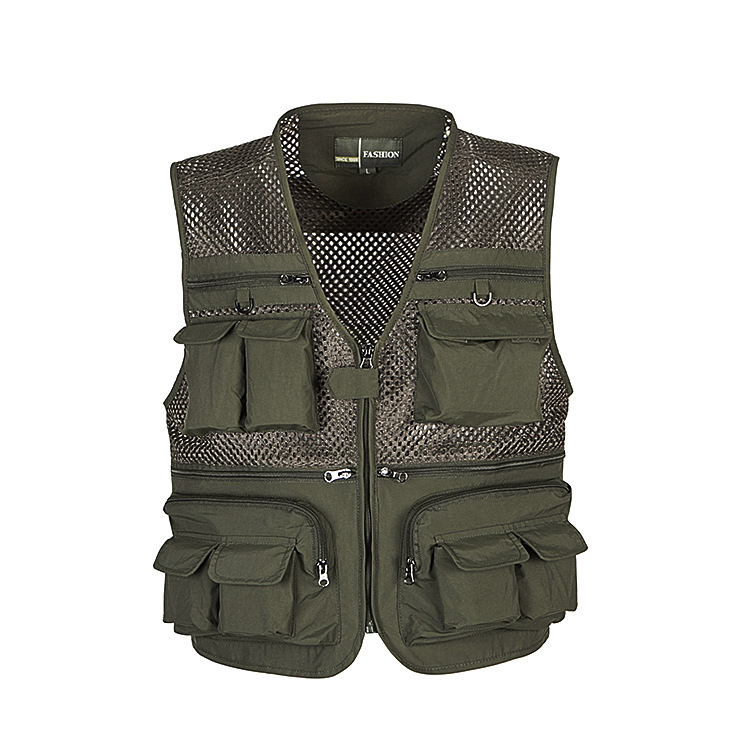 Print photo vest fishing Vest male Spring and Summer Mesh Jacket Outdoor Overalls Pocket dad Print photo vest fishing Vest male Spring and Summer Mesh Jacket Outdoor Overalls Pocket dad