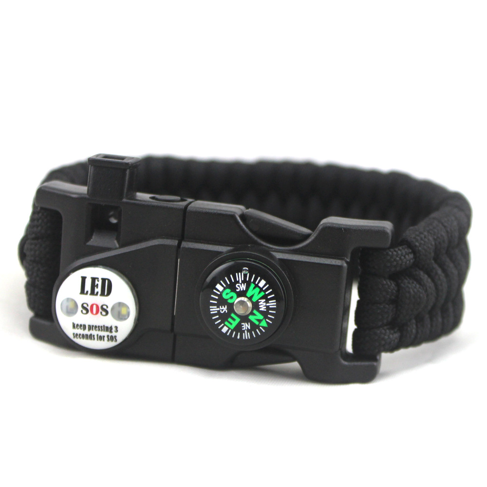 Outdoor LED Light Survival Paracord Bracelet Emergency Self-Rescue Bracelet Whistle Firestone Compass Paracord Bracelet Outdoor LED Light Survival Paracord Bracelet Emergency Self-Rescue Bracelet Whistle Firestone Compass Paracord Bracelet