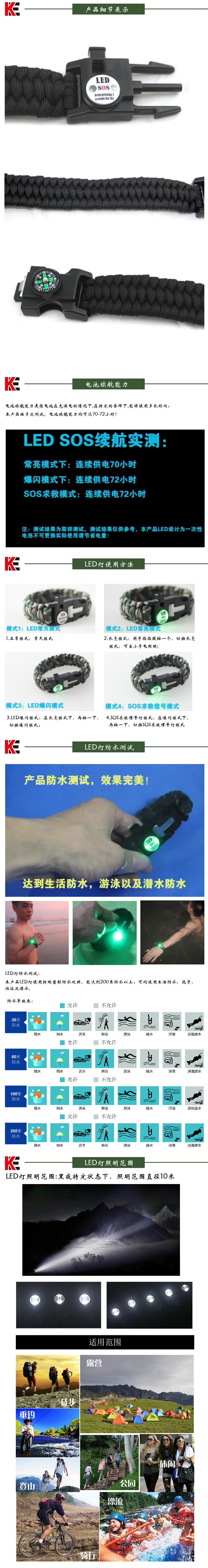 Outdoor LED Light Survival Paracord Bracelet Emergency Self-Rescue Bracelet Whistle Firestone Compass Paracord Bracelet Outdoor LED Light Survival Paracord Bracelet Emergency Self-Rescue Bracelet Whistle Firestone Compass Paracord Bracelet