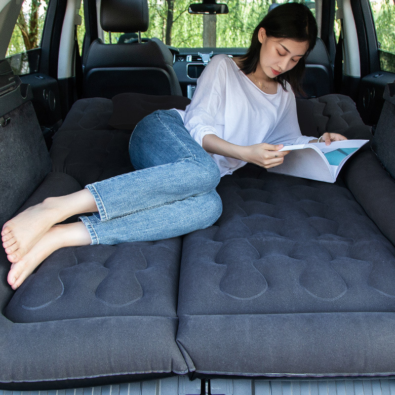 Car Inflatable Mattress SUV Inflatable Bed Sleeping Mat Car Rear Seat Cushion Trunk Head Guard Flocking Lathe