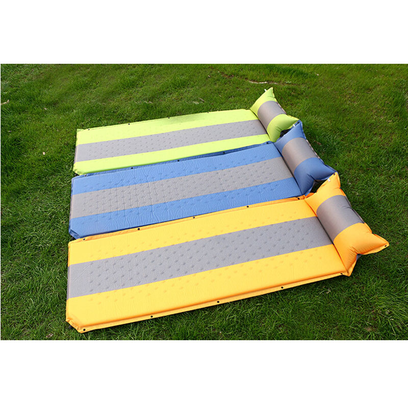 Manufacturers selling outdoor camping moisture-proof sleeping pad automatic inflatable pad pongee with single pillow
