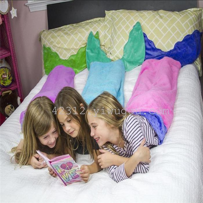 Hot baby boys and girls flannel sleeping bag children cartoon shark's tail Hot baby boys and girls flannel sleeping bag children cartoon shark's tail