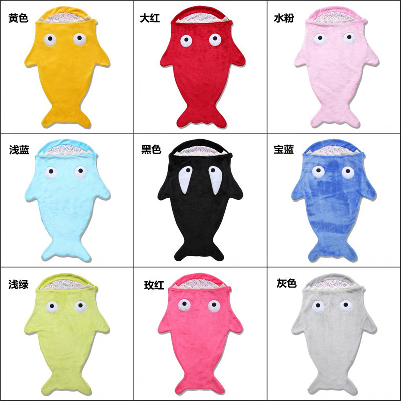 Infant sleeping bag shark anti kick thickened flannel strange new creative products