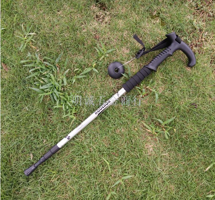 Three-section aluminum trekking pole cane walking stick t bent shank ultra light travel outdoor old hiking sticks Three-section aluminum trekking pole cane walking stick t bent shank ultra light travel outdoor old hiking sticks
