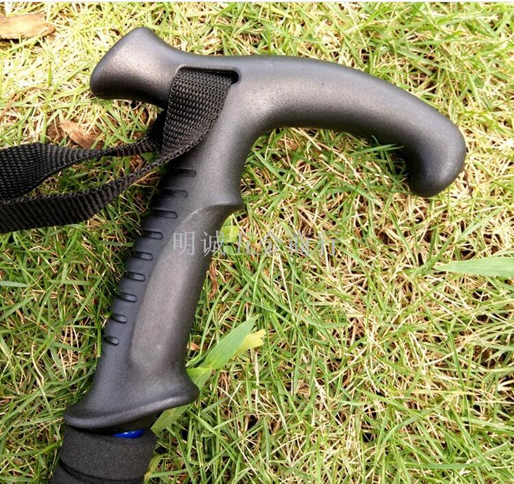Three-section aluminum trekking pole cane walking stick t bent shank ultra light travel outdoor old hiking sticks Three-section aluminum trekking pole cane walking stick t bent shank ultra light travel outdoor old hiking sticks
