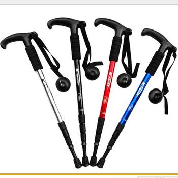Four-bend/bend handle b handle alpenstock multifunctional trekking poles with t-handle aluminum cane 350g