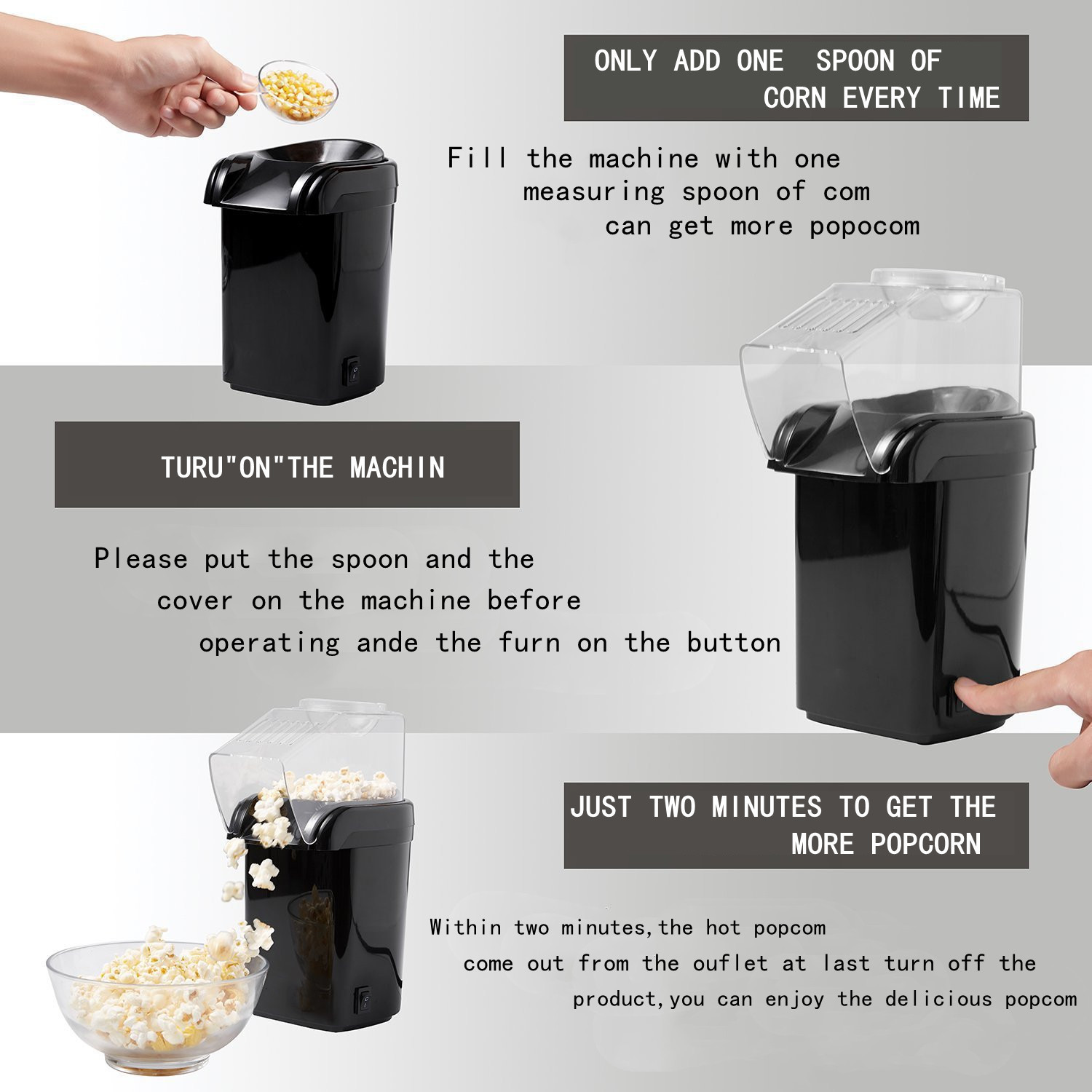 New Mini Popcorn Machine Household Wind-Blowing Small Automatic Electric Children Popcorn Machine Foreign Trade Small