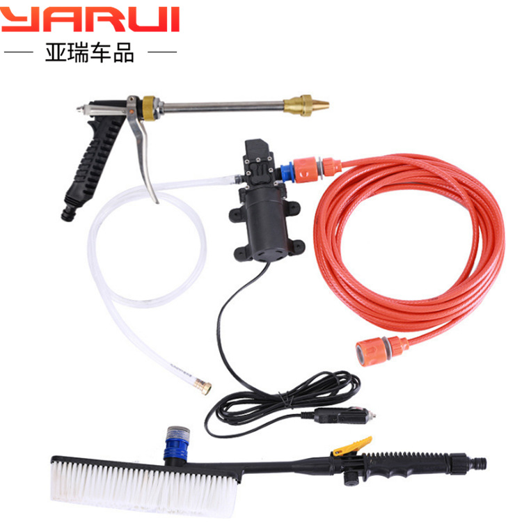VehicleMounted Car Washer 12V Pump Home Use 220V High Pressure Car Washing Machine Brush Car Water Gun Car Wash Tool