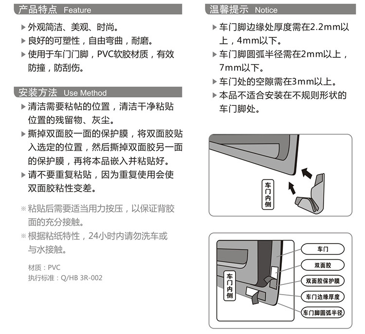 3R Car Supplies Car Bumper Strip Anti-Collision Float Paint Protective Rubber Strip Door Corner Transparent Protection
