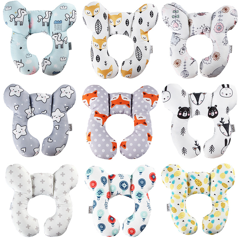 New Cartoon Pattern Children U-Shaped Pillow Travel Car Seat Neck Protection Two-Corner Pillow Fixed Shaping Cart Pillow