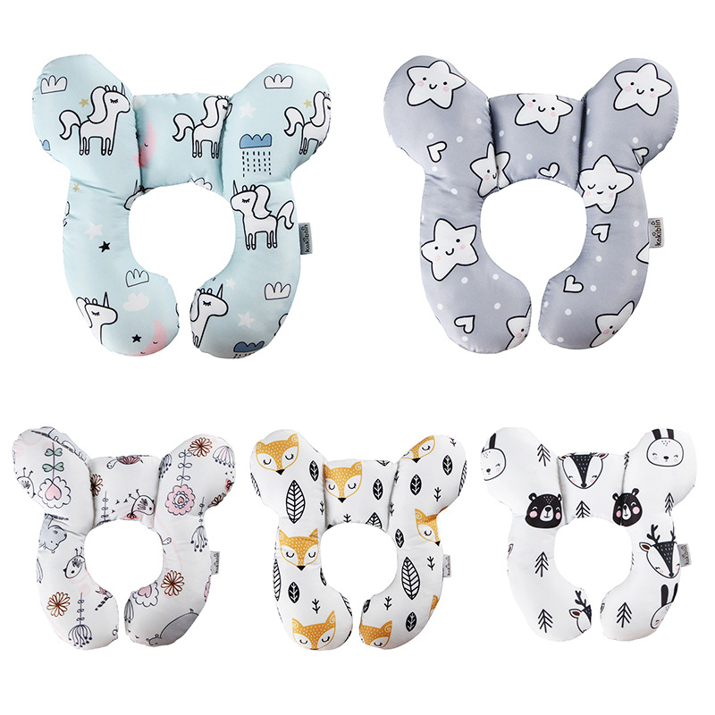 New Cartoon Pattern Children U-Shaped Pillow Travel Car Seat Neck Protection Two-Corner Pillow Fixed Shaping Cart Pillow