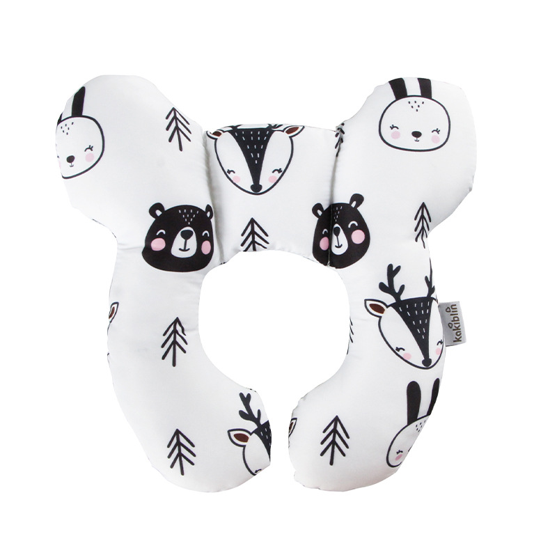 New Cartoon Pattern Children U-Shaped Pillow Travel Car Seat Neck Protection Two-Corner Pillow Fixed Shaping Cart Pillow