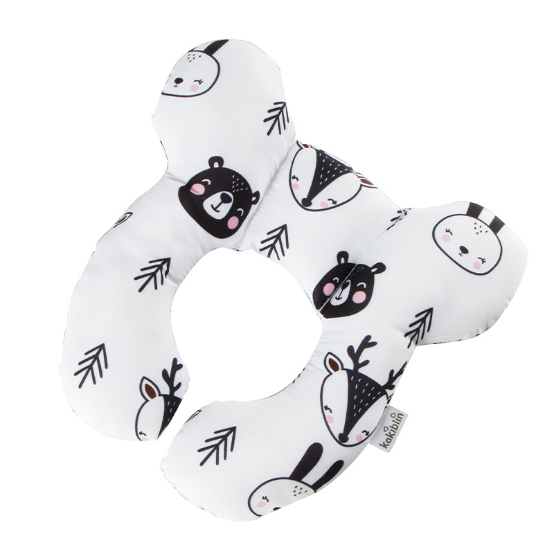 New Cartoon Pattern Children U-Shaped Pillow Travel Car Seat Neck Protection Two-Corner Pillow Fixed Shaping Cart Pillow