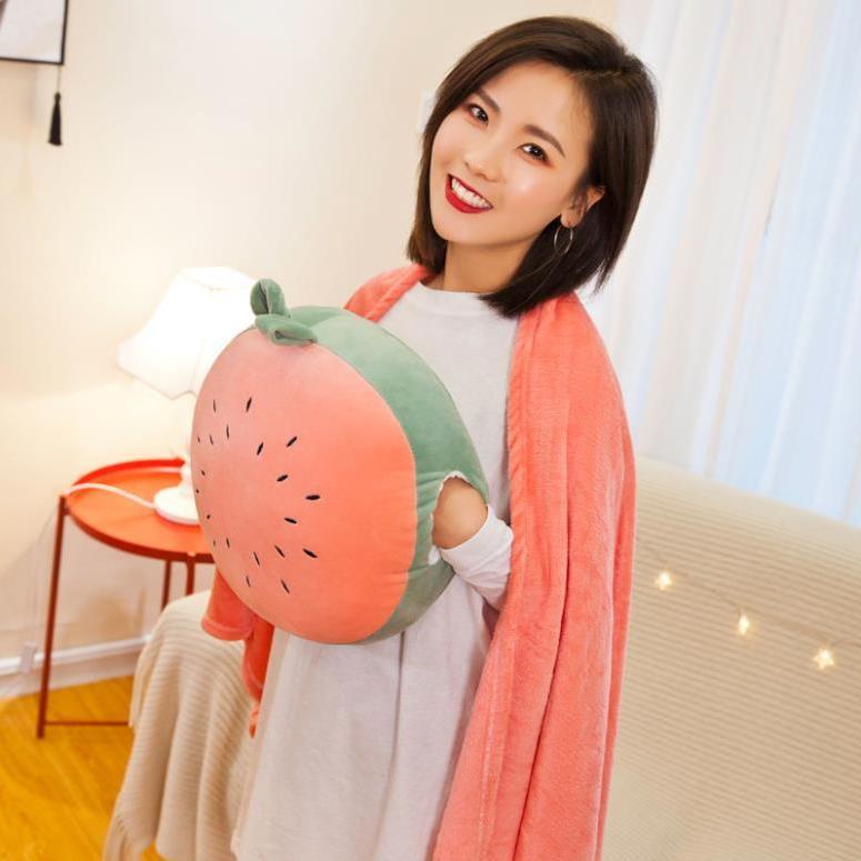 Cartoon Fruit Three-in-One Flannel Pillow and Quilt Dual-Use Car Air Conditioner Quilt Cushion Cover Nap Blanket Cartoon Fruit Three-in-One Flannel Pillow and Quilt Dual-Use Car Air Conditioner Quilt Cushion Cover Nap Blanket