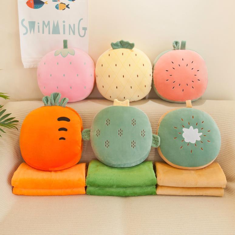 Cartoon Fruit Three-in-One Flannel Pillow and Quilt Dual-Use Car Air Conditioner Quilt Cushion Cover Nap Blanket Cartoon Fruit Three-in-One Flannel Pillow and Quilt Dual-Use Car Air Conditioner Quilt Cushion Cover Nap Blanket