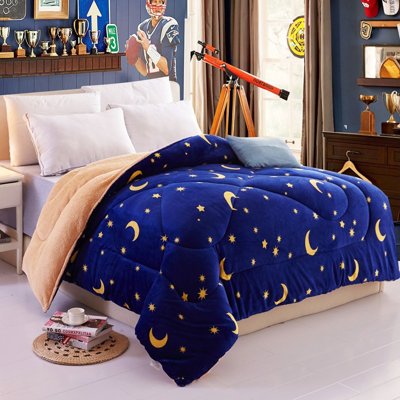 Xiusi Bedding Thick Lambskin Winter Quilt Warm Double-Sided Velvet Flannel Quilt Wool Duvet Insert Factory Wholesale
