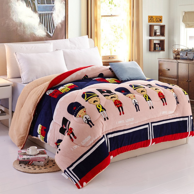 Xiusi Bedding Thick Lambskin Winter Quilt Warm Double-Sided Velvet Flannel Quilt Wool Duvet Insert Factory Wholesale