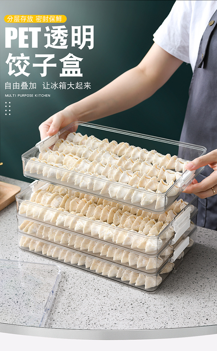 Pet Dumplings Box Multi-Layer Wonton Storage Box Refrigerator Frozen Dumpling Special Tray Egg Fresh-Keeping Box