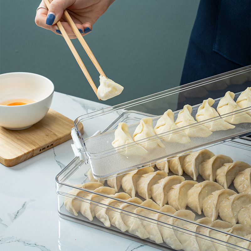 Transparent Refrigerator Storage Box Plastic Kitchen Food Fresh-Keeping Box Finishing Box Dumplings Box Stackable
