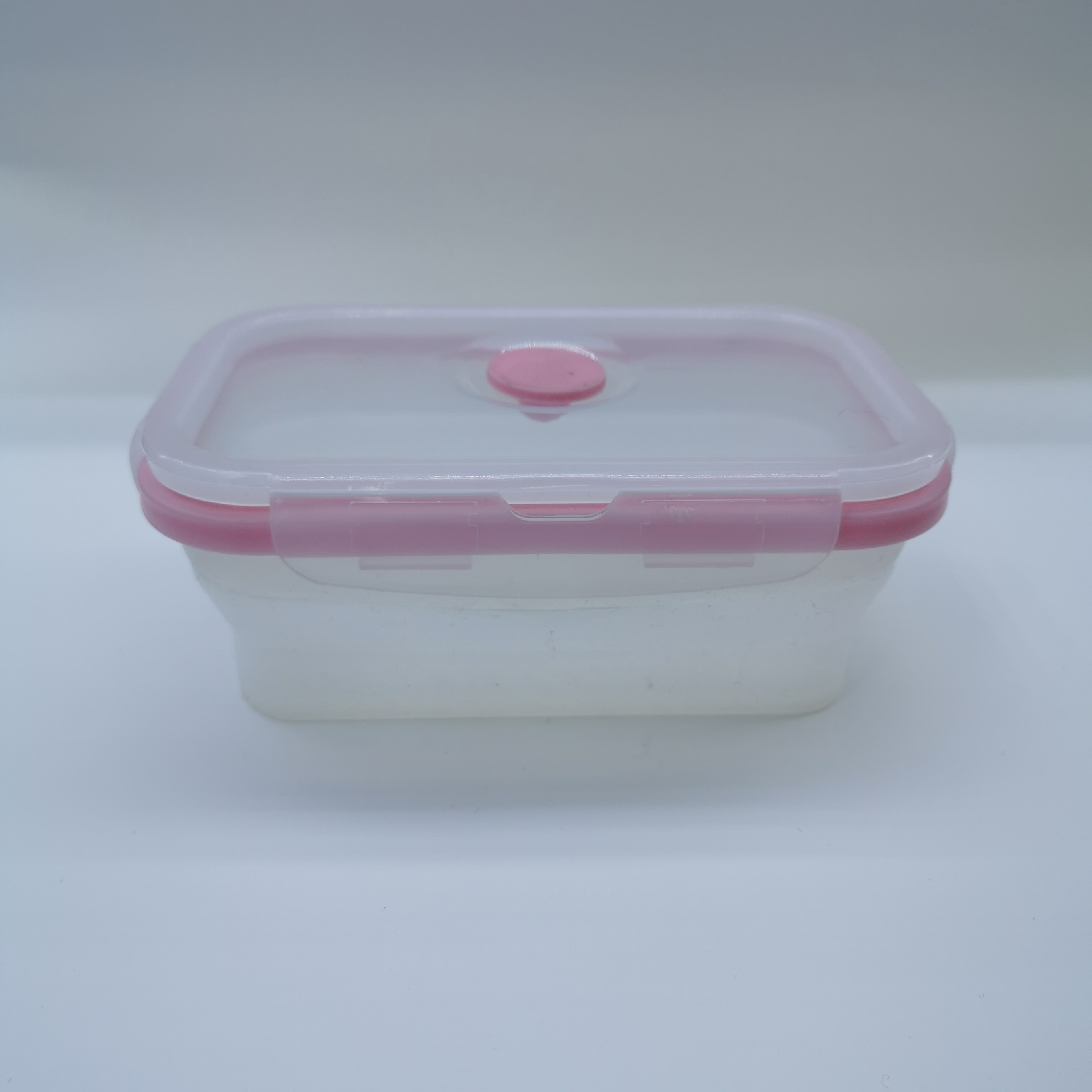 Fashionable and trendy transparent silica gel folding lunch box semi-permeable scrub can be placed in position