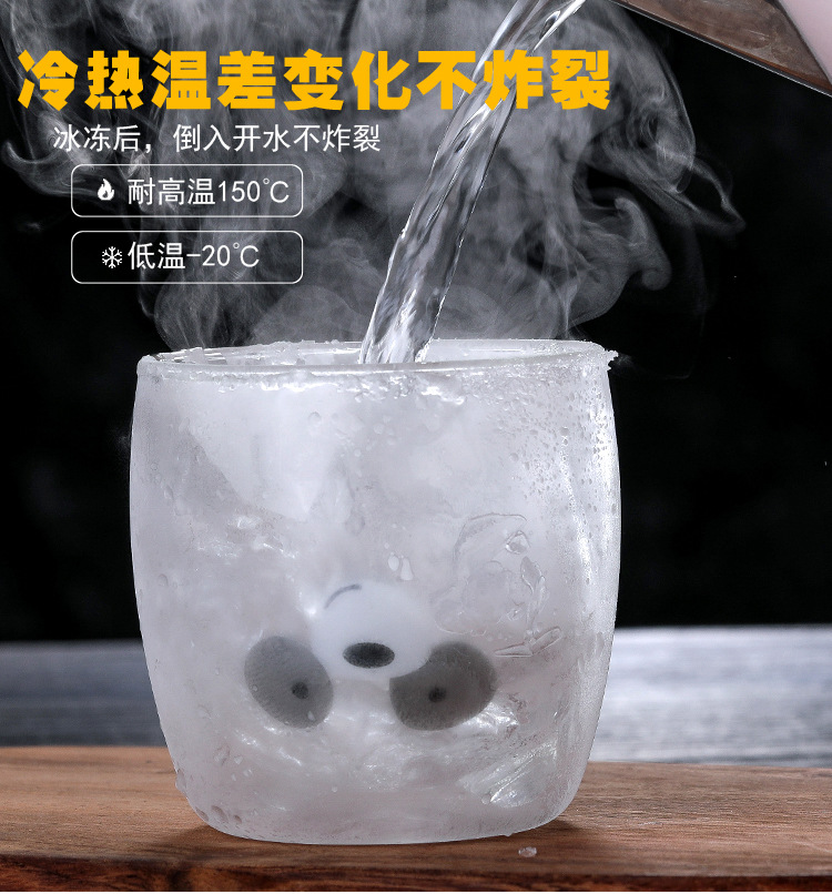 Borosilicate Double Wall Heat-Resistant Glass Cup Bear Cake Towel Cartoon Creative Coffee Cup Juice Milk Water Glass