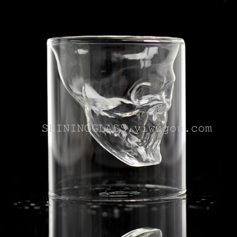 Creative Borosilicate glass skull  glass cup double wall glass heat-resisting glassware