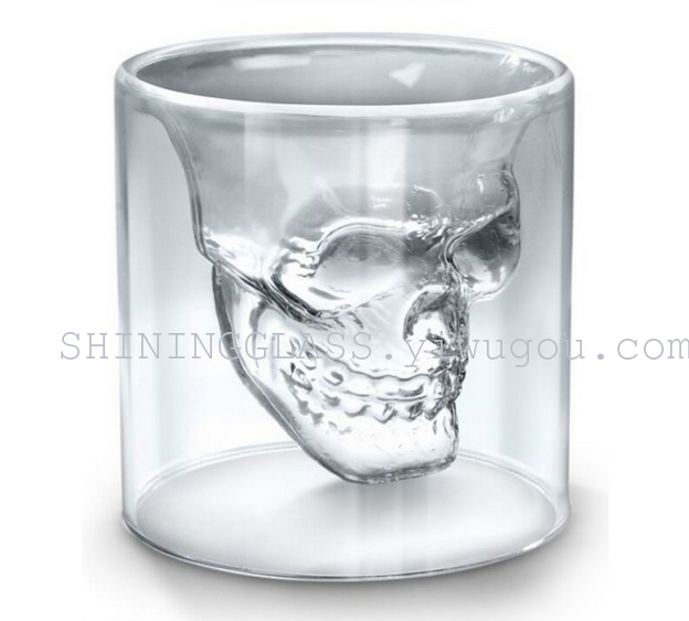 Creative Borosilicate glass skull  glass cup double wall glass heat-resisting glassware