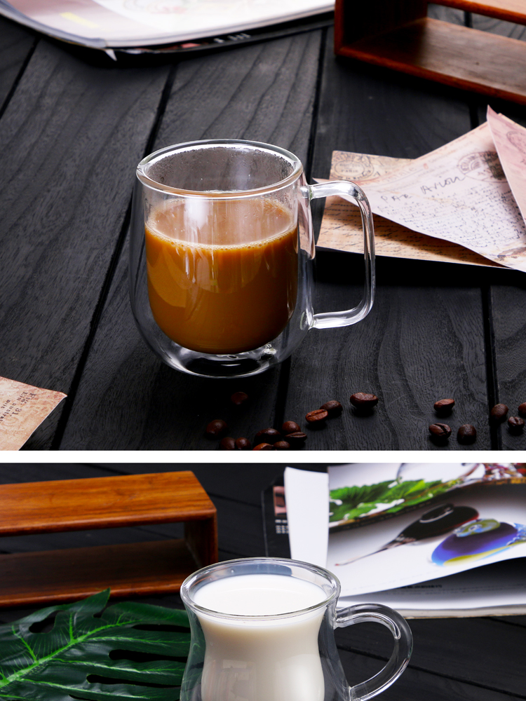 Heat-resistant double wall glass cup creative anti-hot cup heat insulation glass borosilicate water glass  juice cup