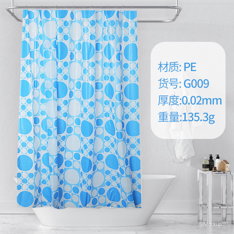 Factory Dedicated PrintingWaterproof Shower Curtain Portable Partition Curtain Wholesale Shower Curtain with Hook