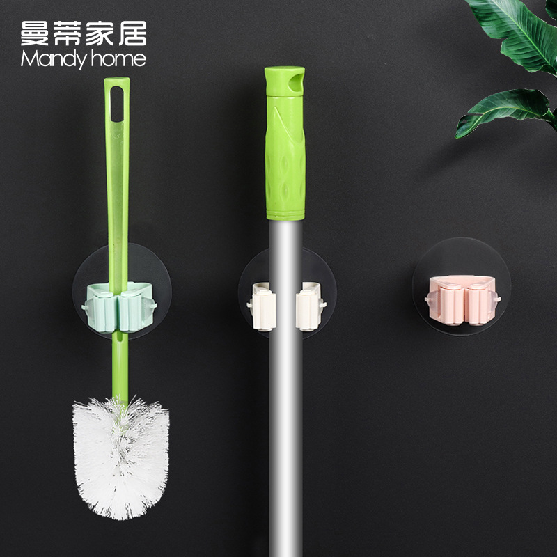 Manti Home Creative Daily Wholesale No Punching Hang Mop Rack Bathroom Mop Clip Mop Strong Hook