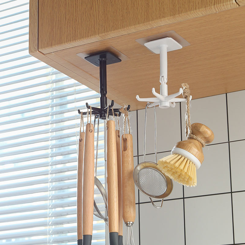 Creative Multi-Functional Rotatable Hook 360-Degree Rotating Seamless Sticky Hook Household Punch-Free Kitchen Spoon