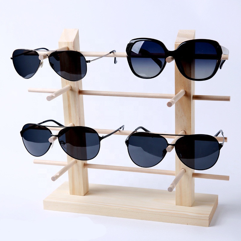spectacle display hook  Wooden desktop glasses display stand