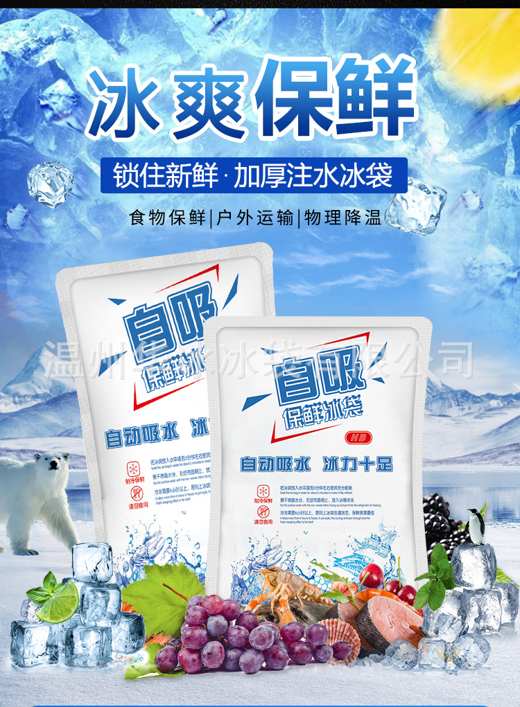 Disposable Ice Pack FreshKeeping Refrigerated Cold Compress Cooling Gel Express Seafood Food SelfAbsorbent Ice Bag